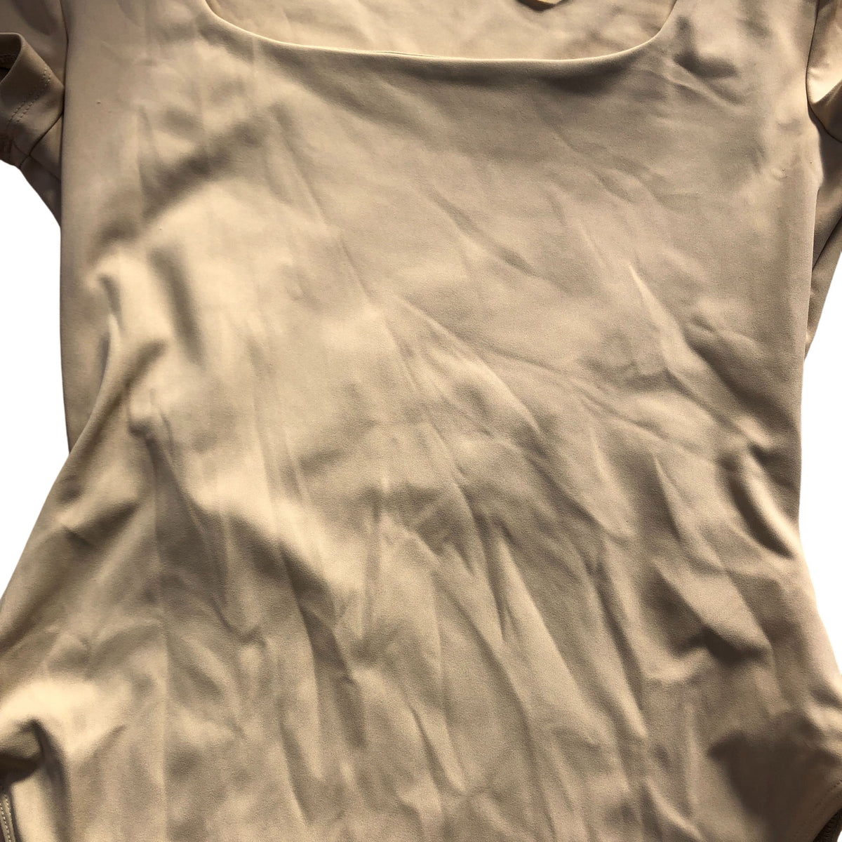 River Island Bodysuit UK10 Women's Short Sleeve Square Neck Beige Casual Wear