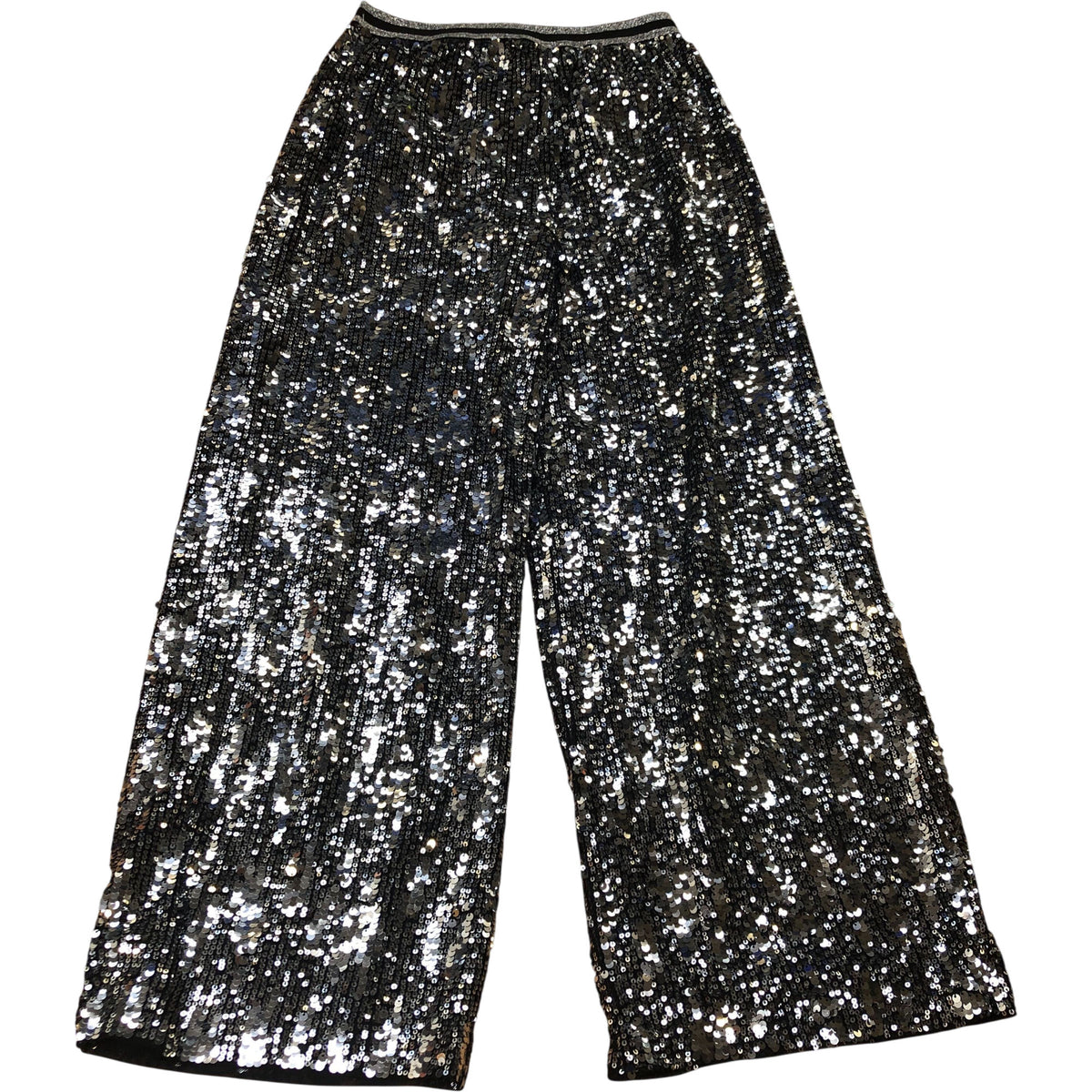 Kids Sparkly Black & Silver Sequin Trousers Size 11 Years