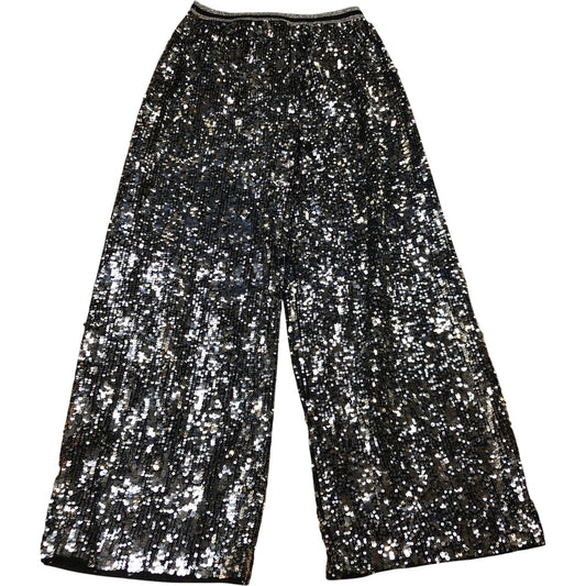 Kids Sparkly Black & Silver Sequin Trousers Size 11 Years