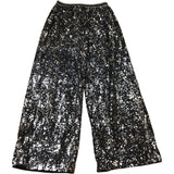 Kids Sparkly Black & Silver Sequin Trousers Size 11 Years
