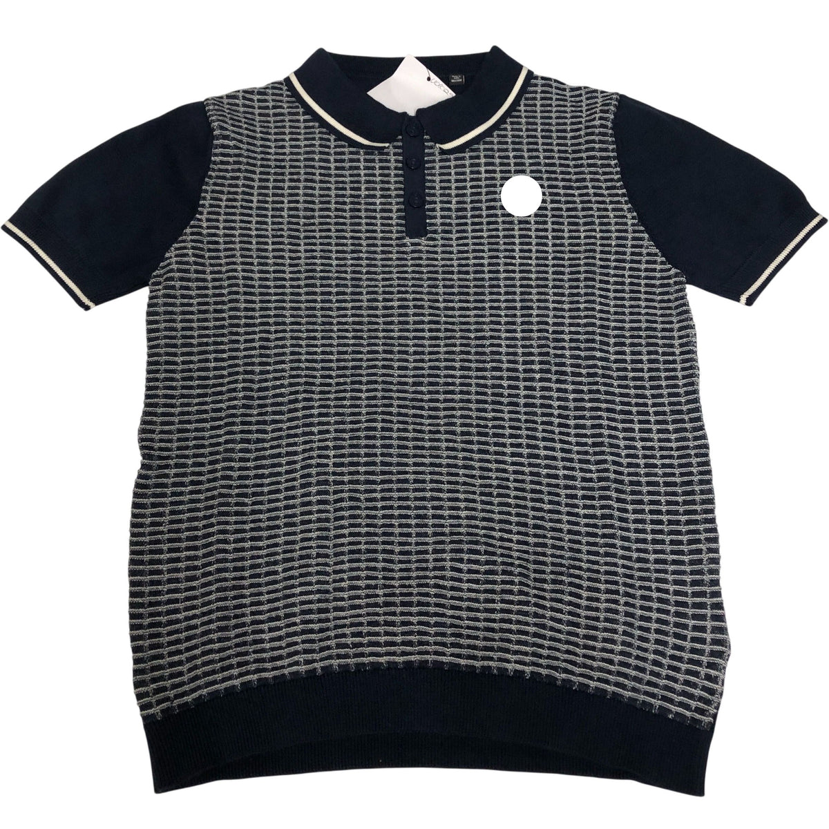 Short Sleeve Polo Shirt Cotton Navy Pattern
