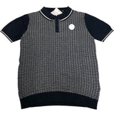Short Sleeve Polo Shirt Cotton Navy Pattern