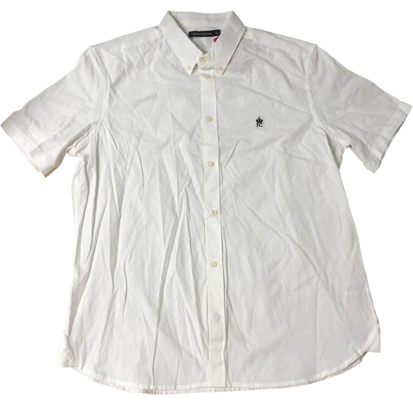French Connection XL Men's White Short Sleeve Button Up Shirt Cotton Casual