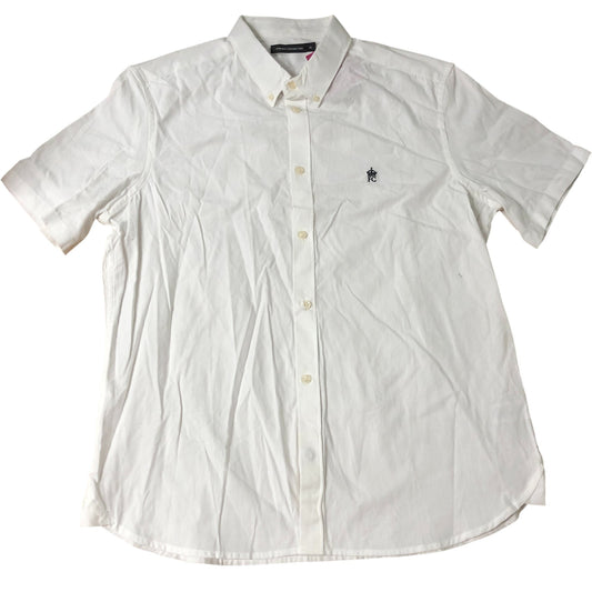 French Connection XL Men's White Short Sleeve Button Up Shirt Cotton Casual