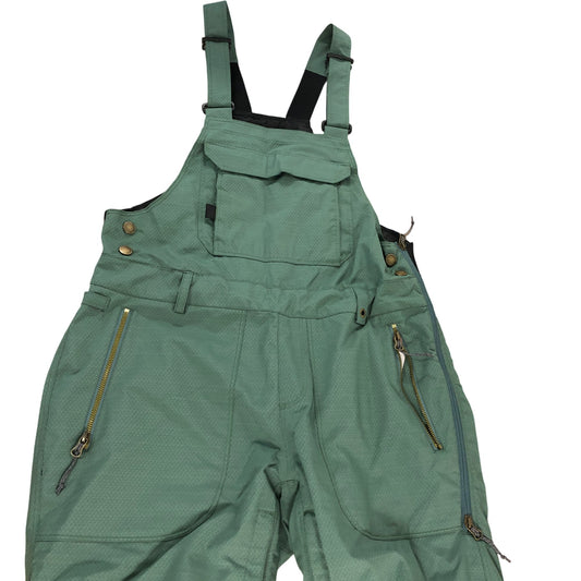 686 Snow Pants Dark Green Waterproof Insulated Trousers with Bib Size Medium