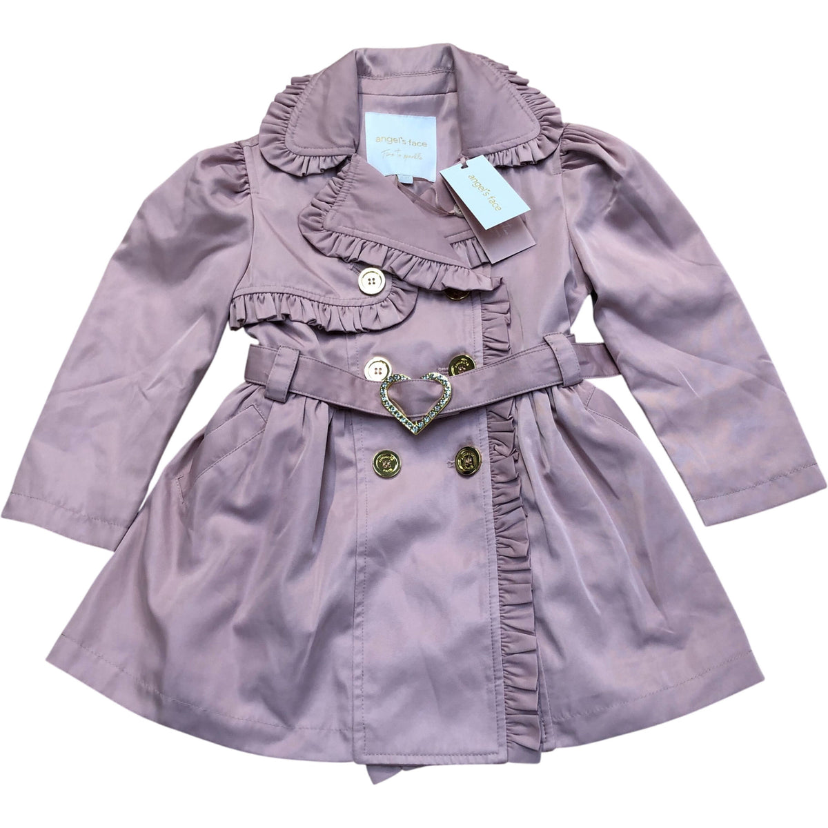 Angel's Face Perdey Trench Coat Kids Pink Ruffled 2-3 Years