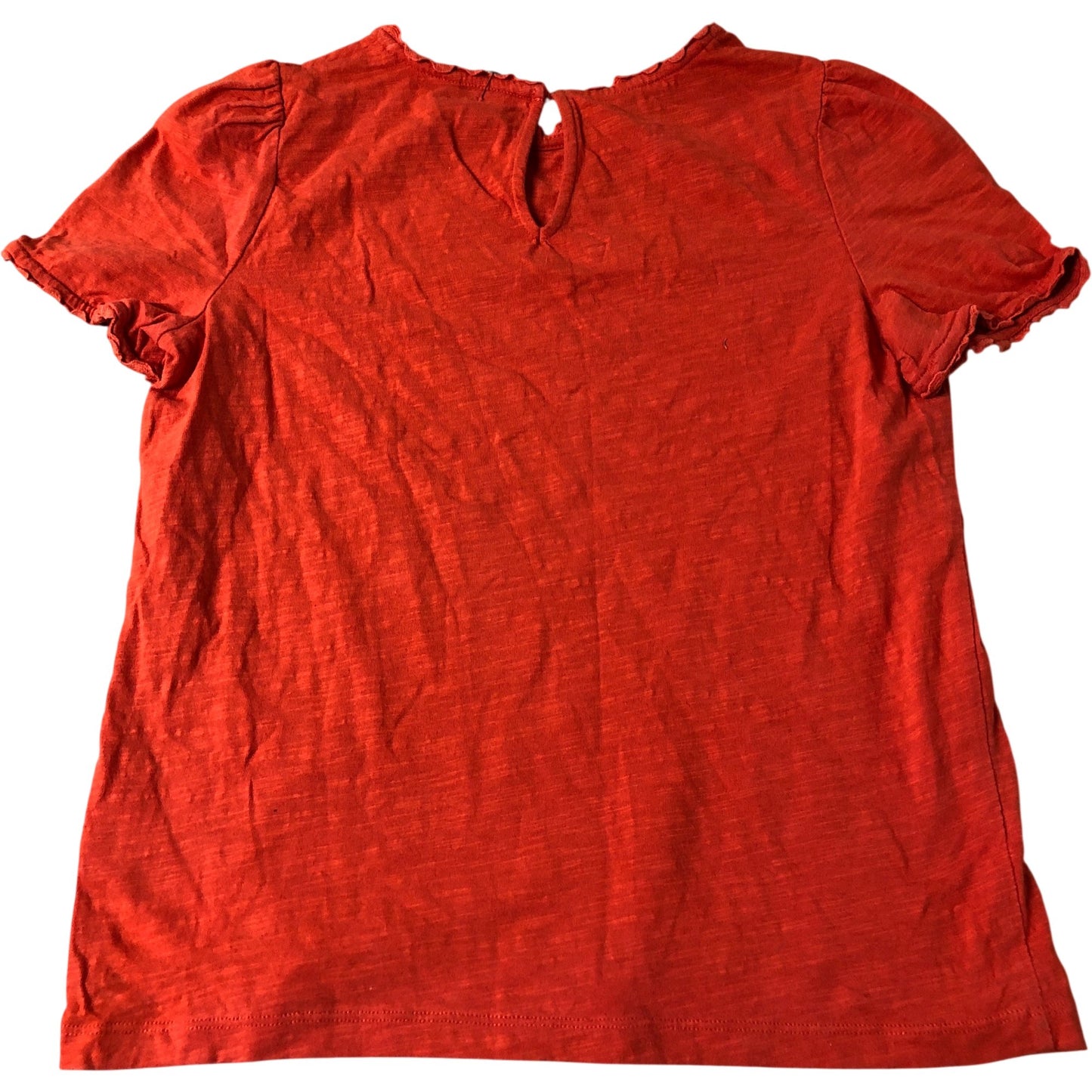 Short Sleeve Top Women's Red Cotton Ruffle Detail Casual Wear UK10
