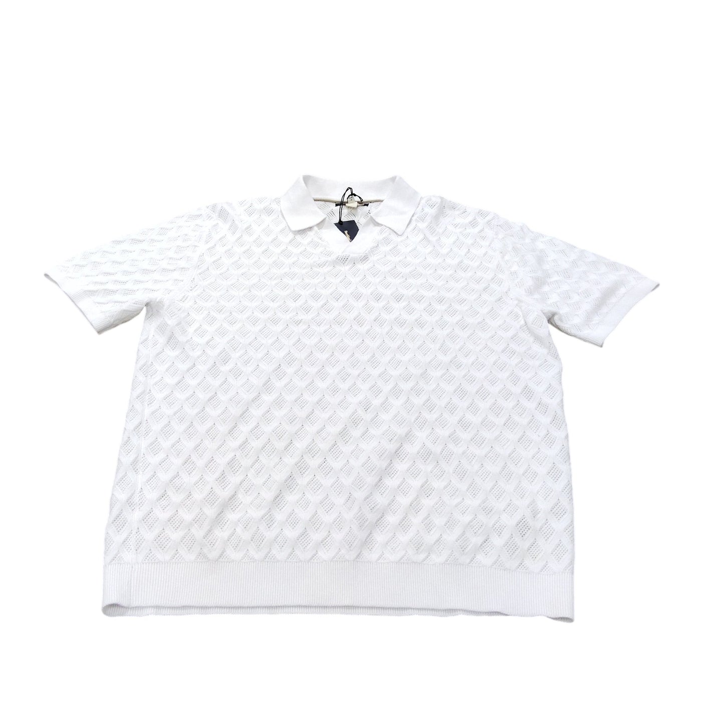 River Island Short Sleeve White Polo Shirt Size L Men's Lightweight Cotton