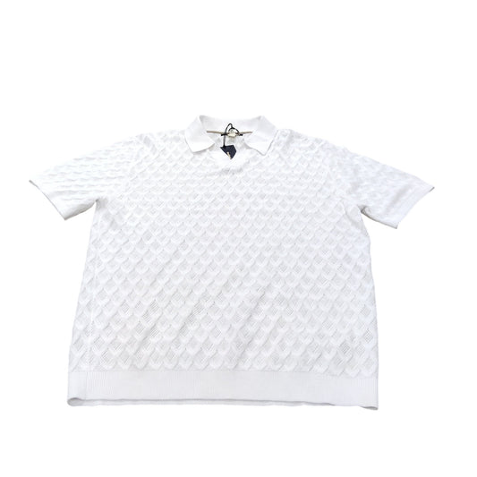 River Island Short Sleeve White Polo Shirt Size L Men's Lightweight Cotton