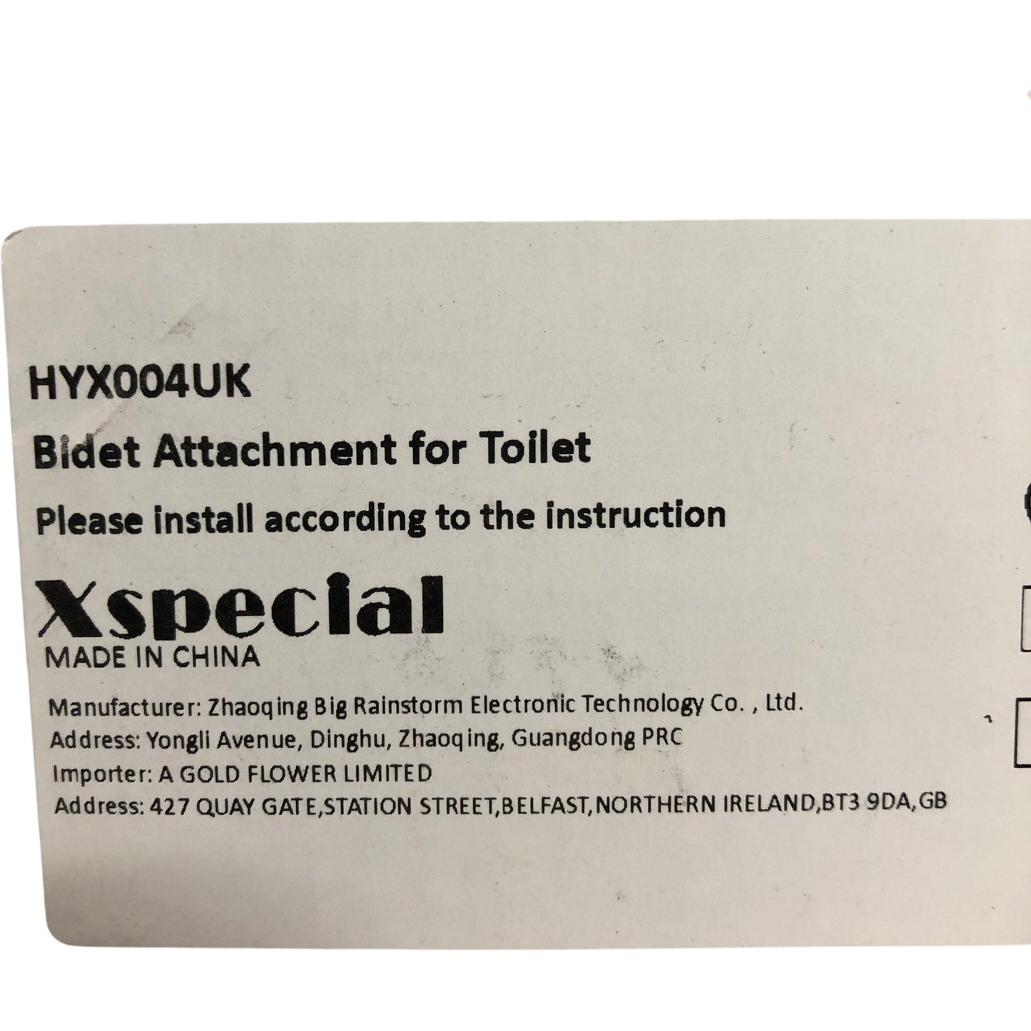 XSPECIAL HYX004UK Bidet Attachment For Toilet Cold Water Luxury Feature