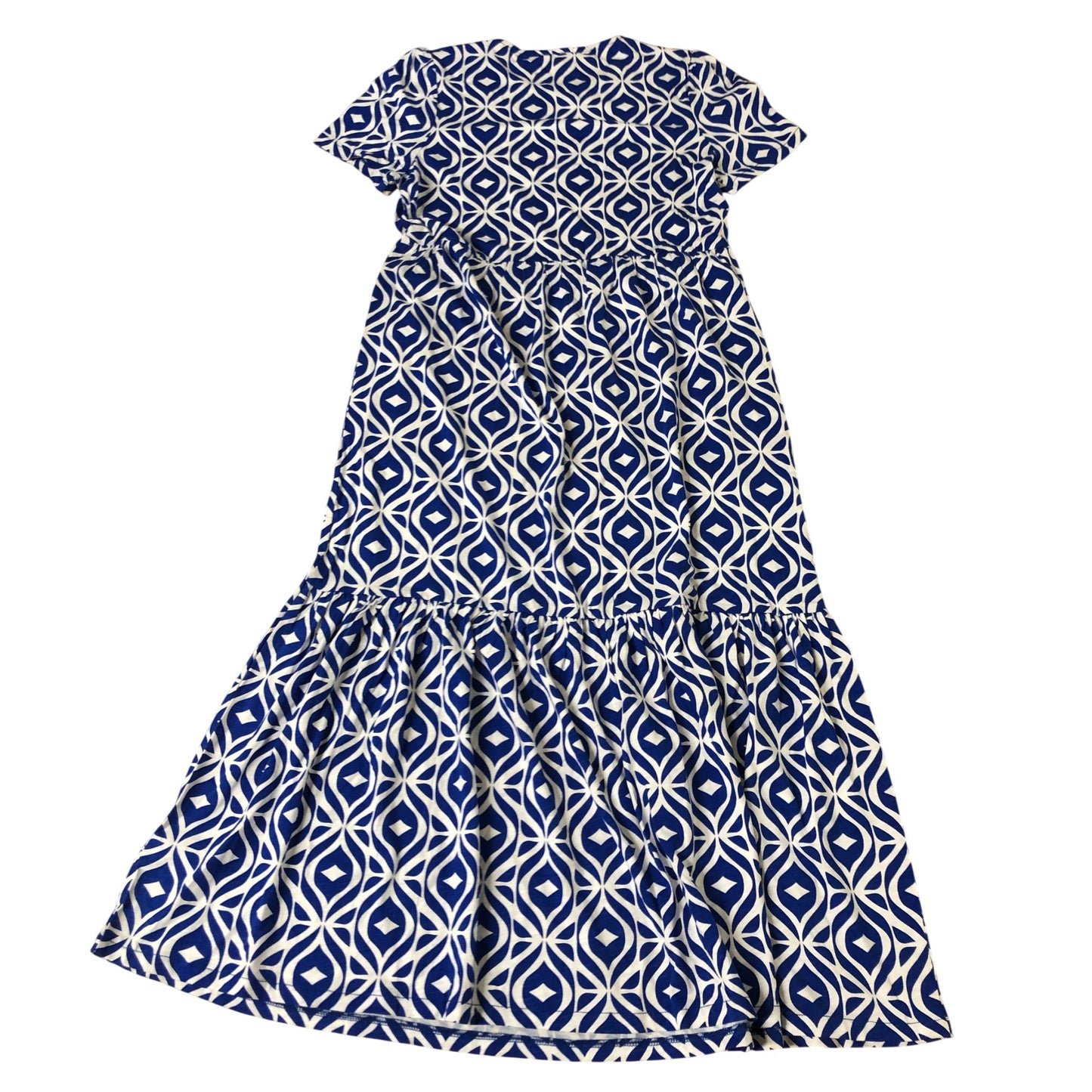 Stolen Patterned Midi Dress Size 12 Women's Short Sleeve Blue White
