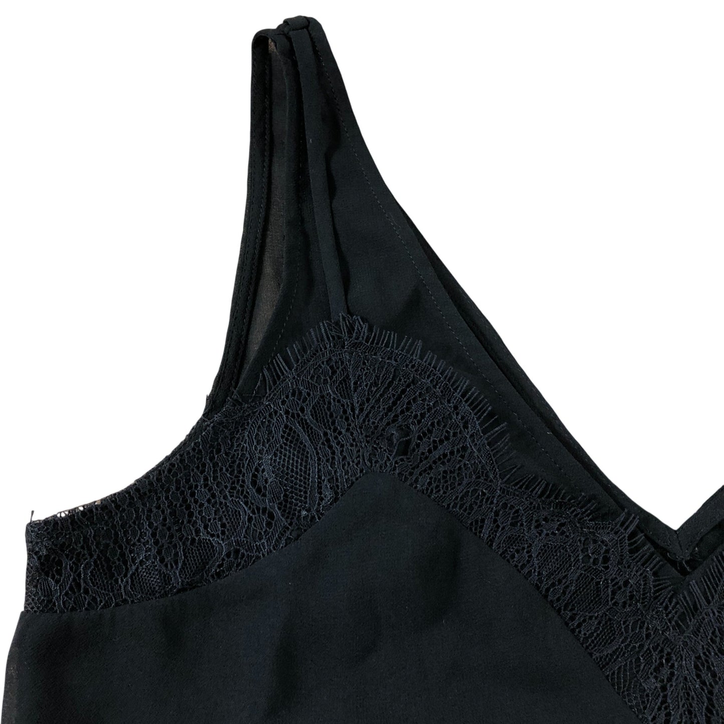 Branded Black Lace Trim Vest - Size 8