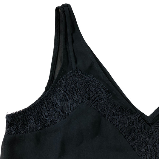 Branded Black Lace Trim Vest - Size 8