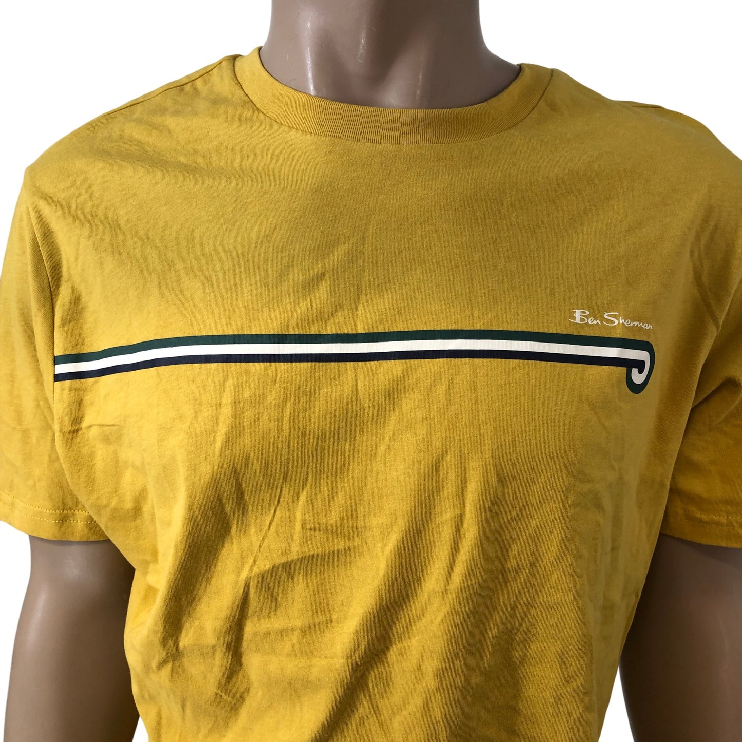 Ben Sherman Large Sunflower Core Stripe Tee Men's Cotton T-Shirt Yellow