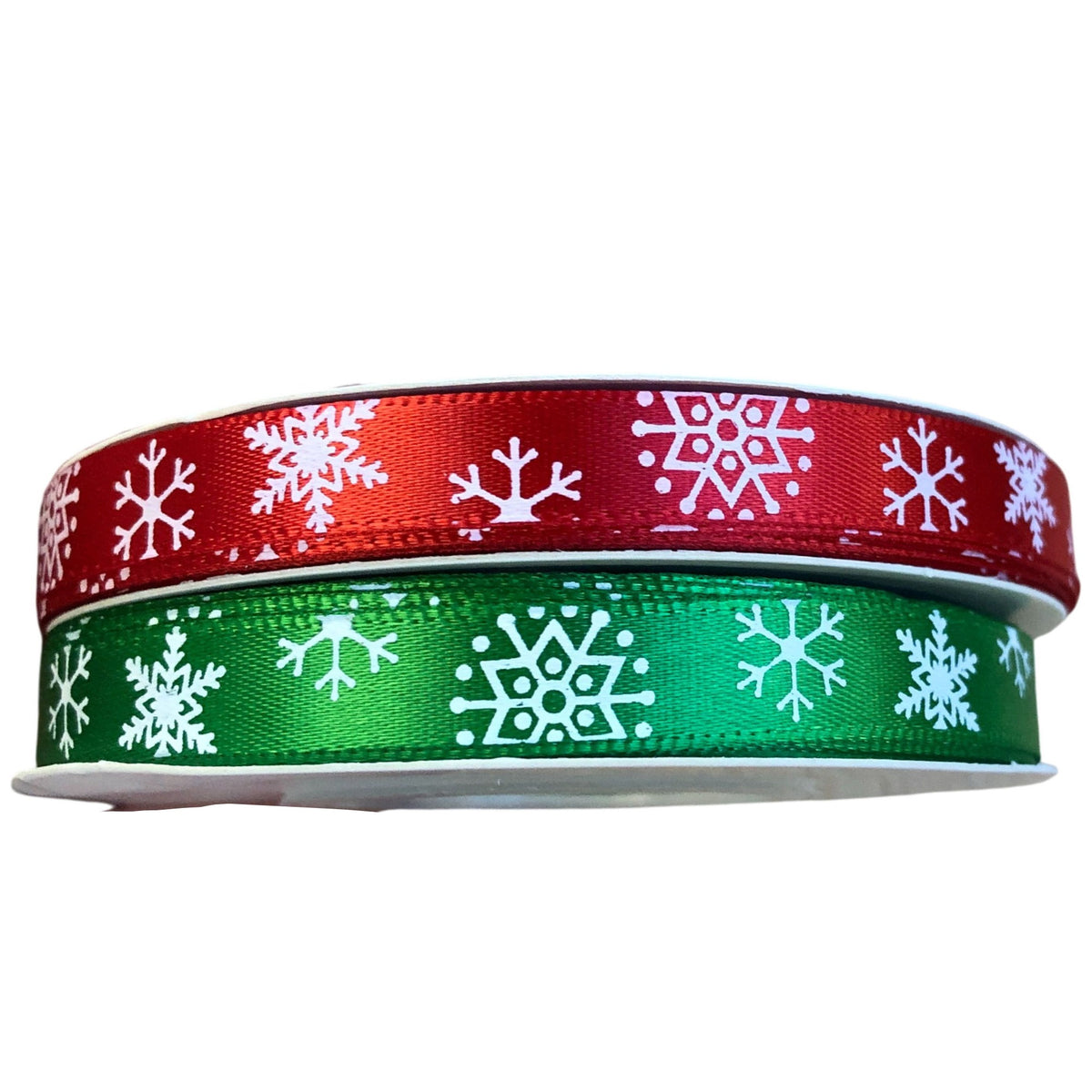 Red Green Christmas Snowflake Ribbon 2 Pack Crafting Supplies