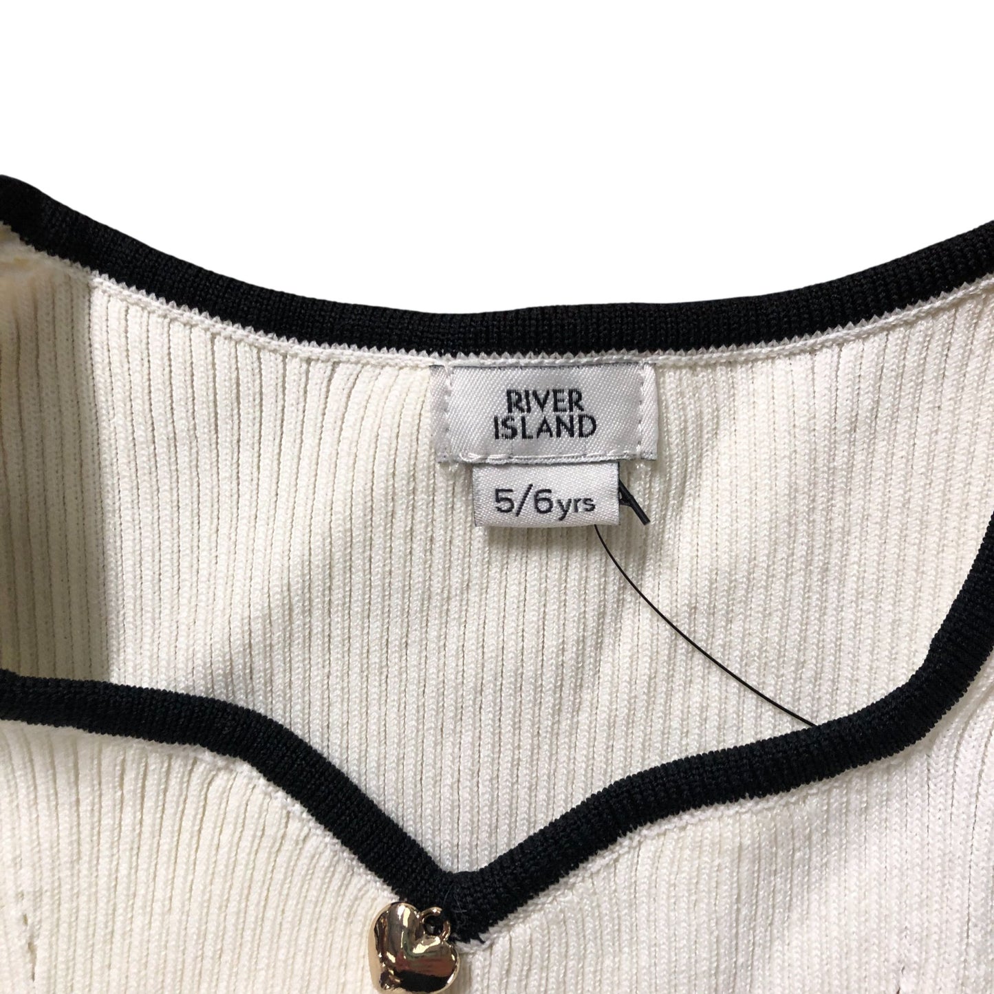 River Island Girls White Sleeveless Top Size 5-6 Years Ribbed Design