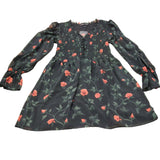 River Island Floral Smock Dress UK6 Women's Long Sleeve Black With Roses