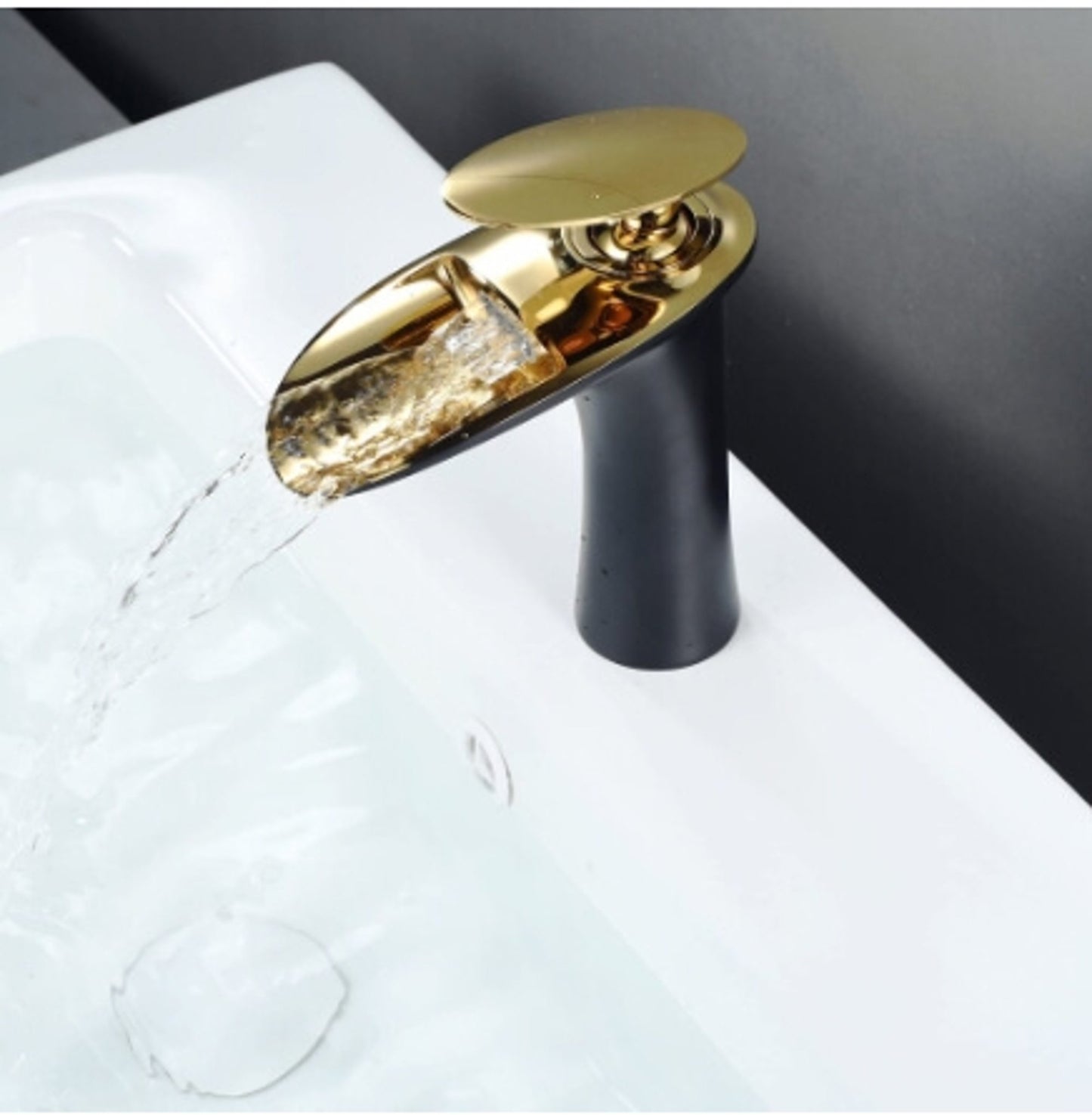 SHUNLI Bathroom Sink Taps Mixers - Black Gold Bathroom Basin Mixer Tap