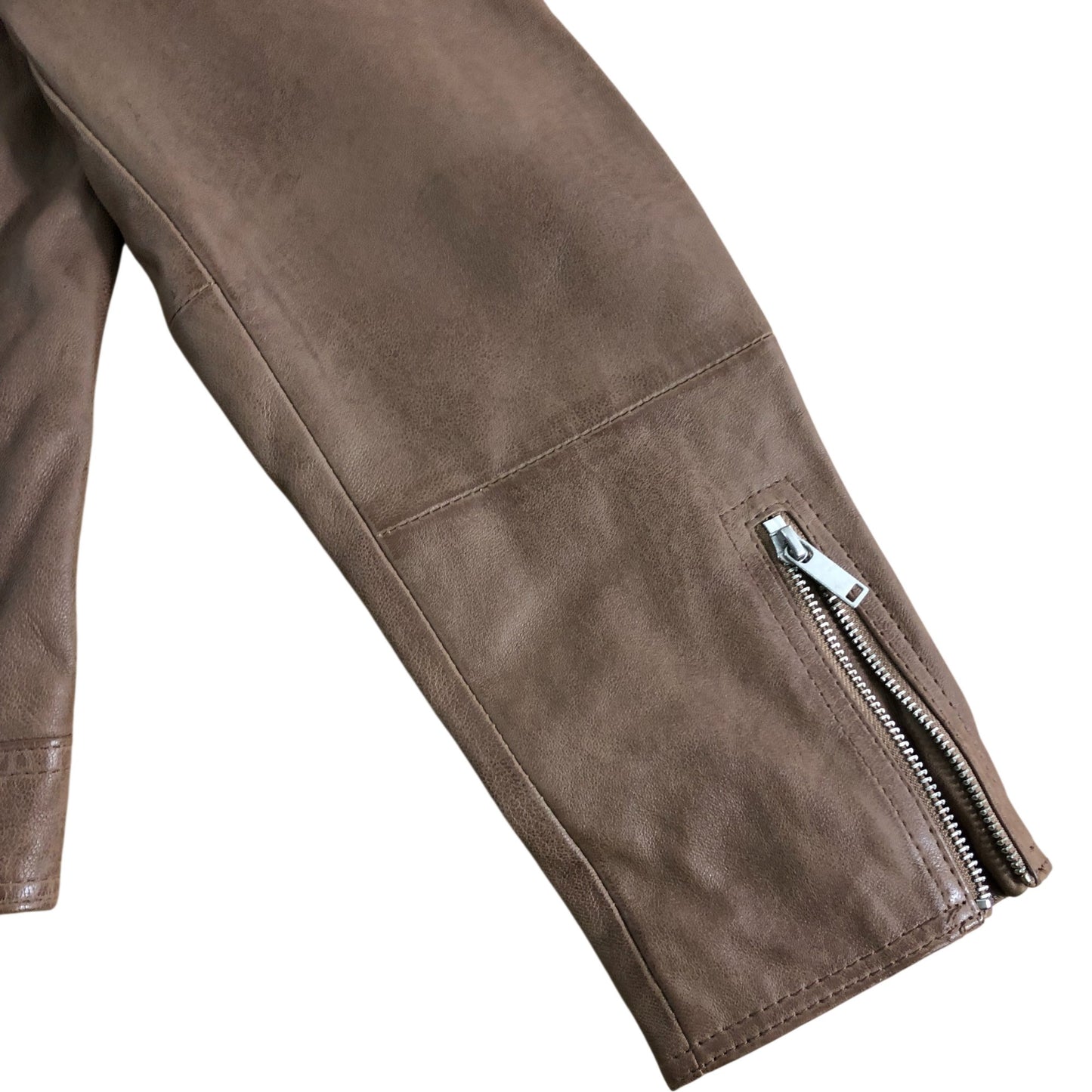 Branded Tan Brown Leather Biker Jacket UK18