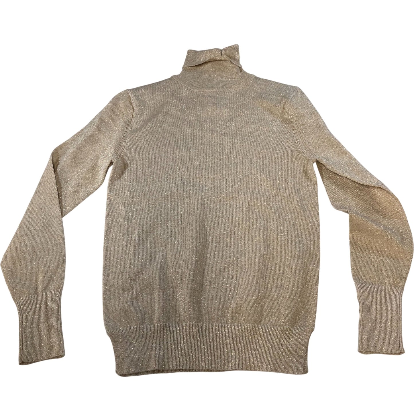 River Island Petite Turtleneck Sweater UK6 Women's Metallic Knit Jumper Beige