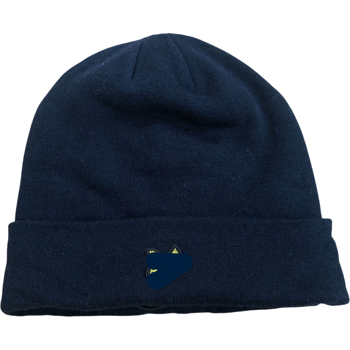 Navy Wool Blend Winter Beanie Hat One Size