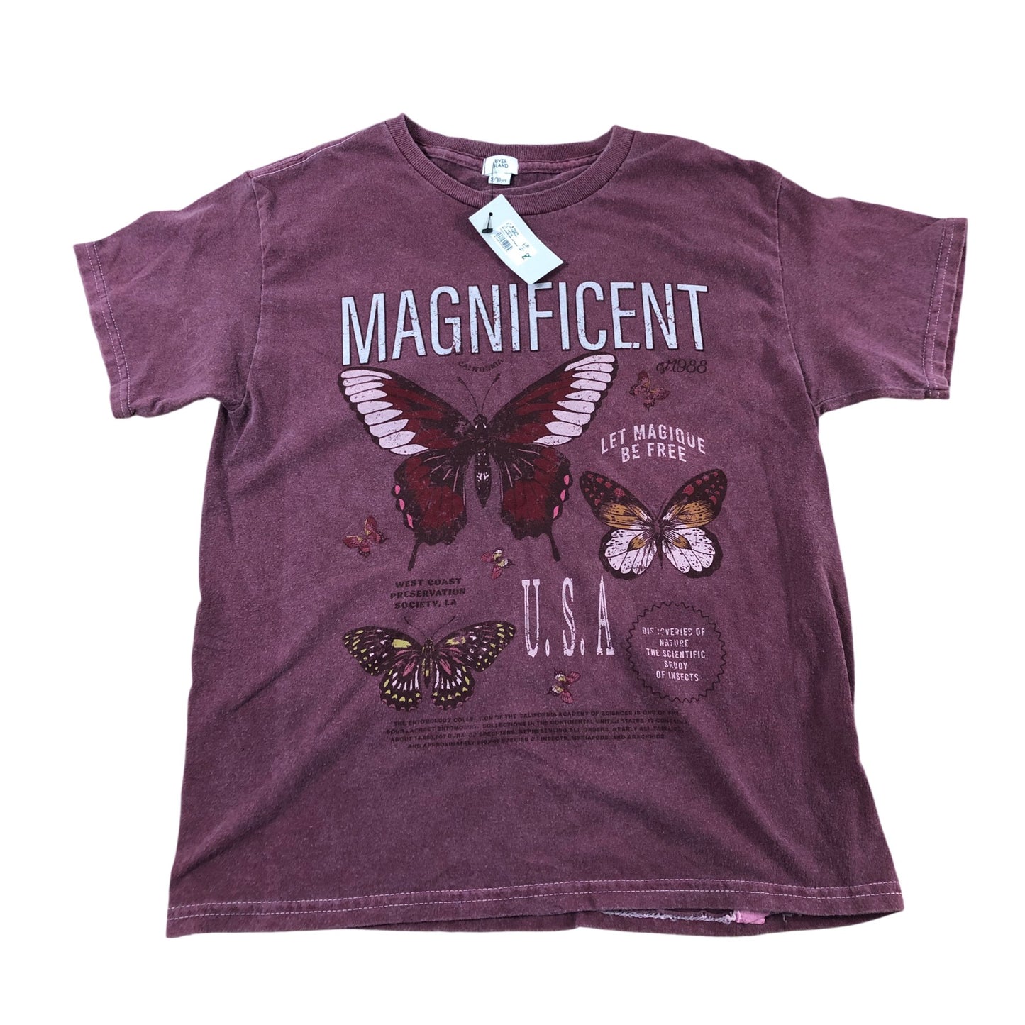 River Island Magnificent Graphic T-Shirt Kids Butterfly Design Size 9-10 Years