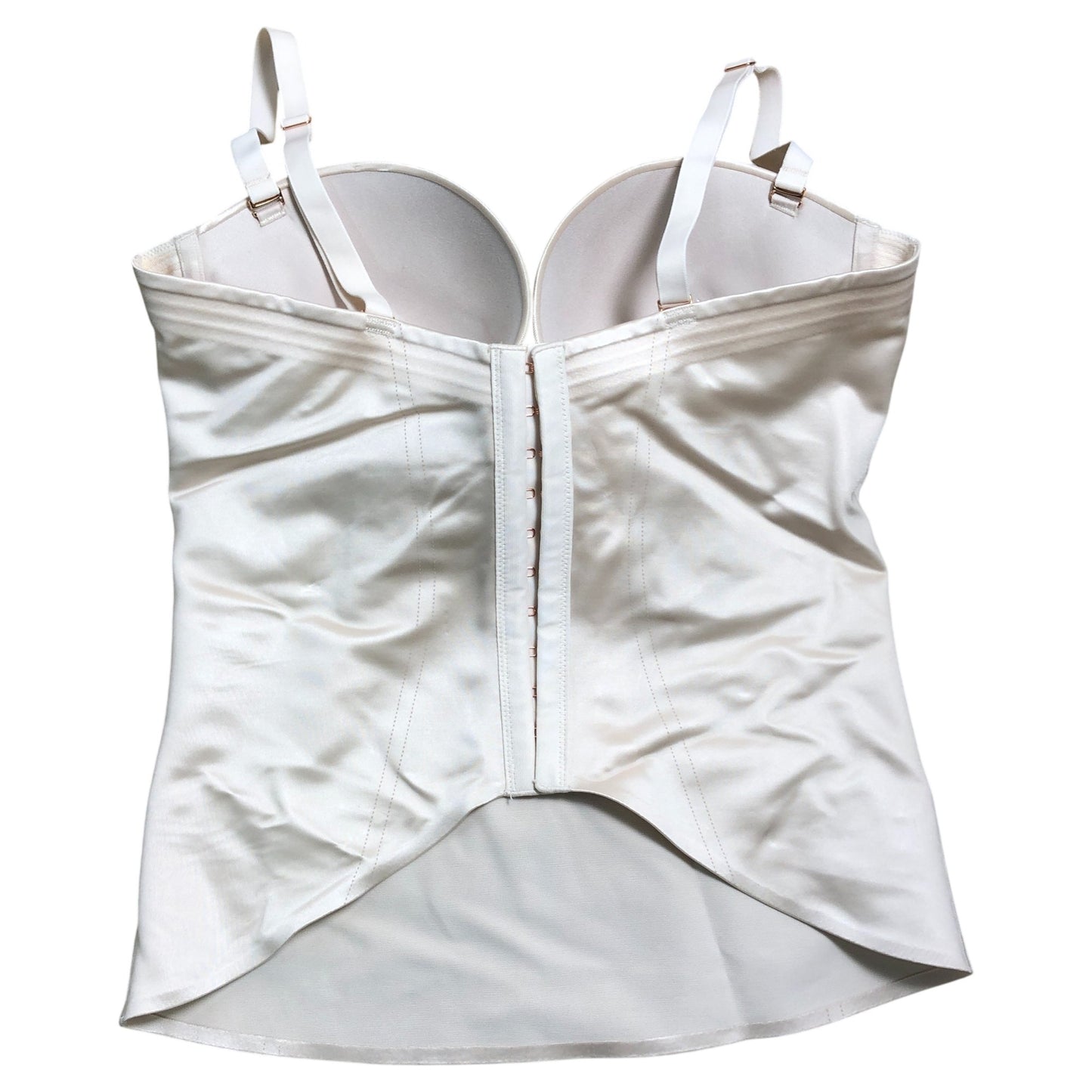 Women's Basque Corset UK34D Satin Cream Full Cups Adjustable Straps
