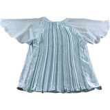 River Island Blue Short Sleeve Pleated Top - Size 10