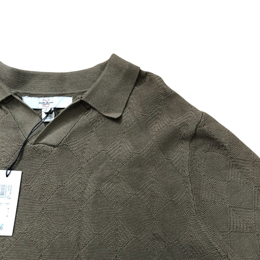 River Island Men's Green Polo Shirt Size M Comfortable Cotton Knitted