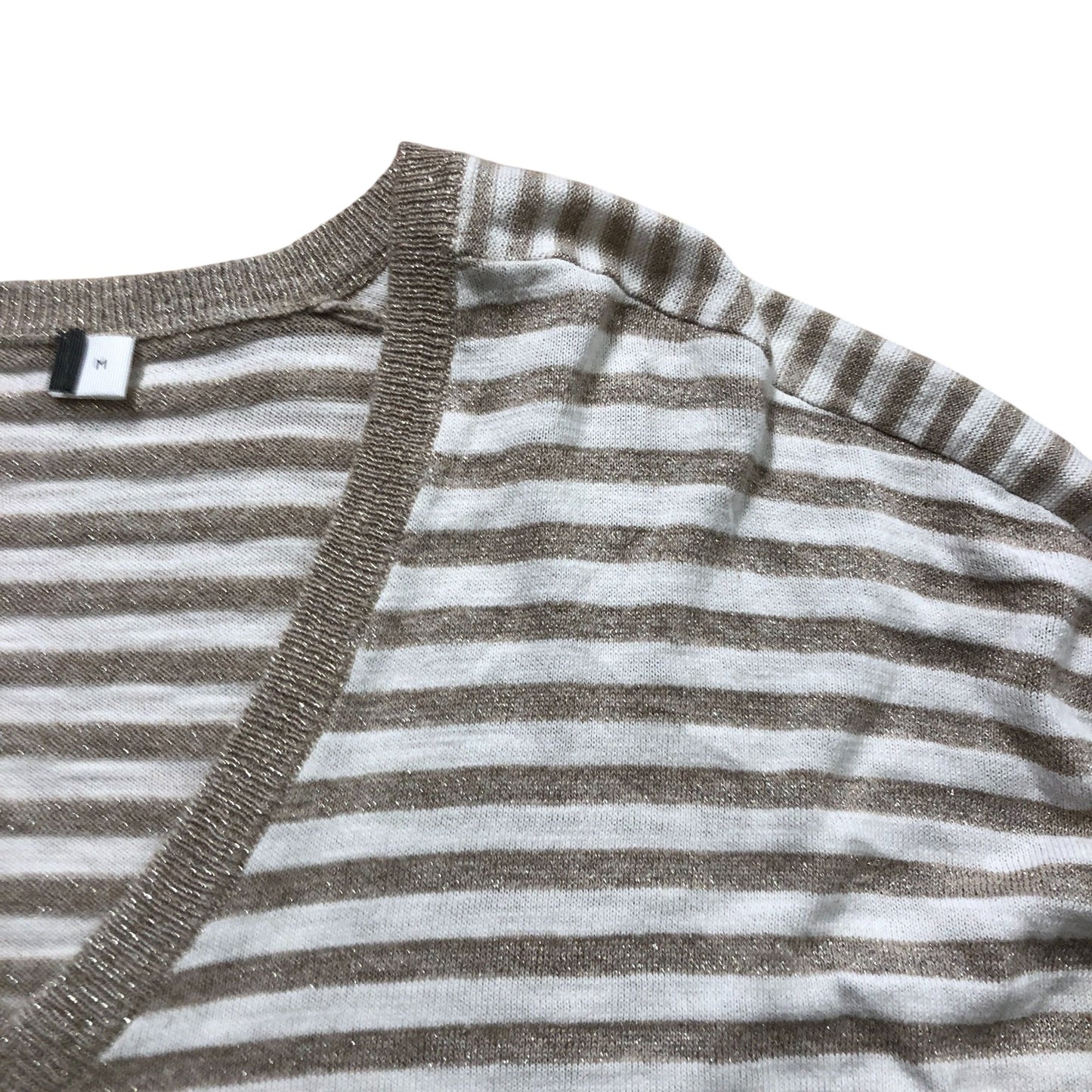 Natural Stripe V-Necked Jumper Size M