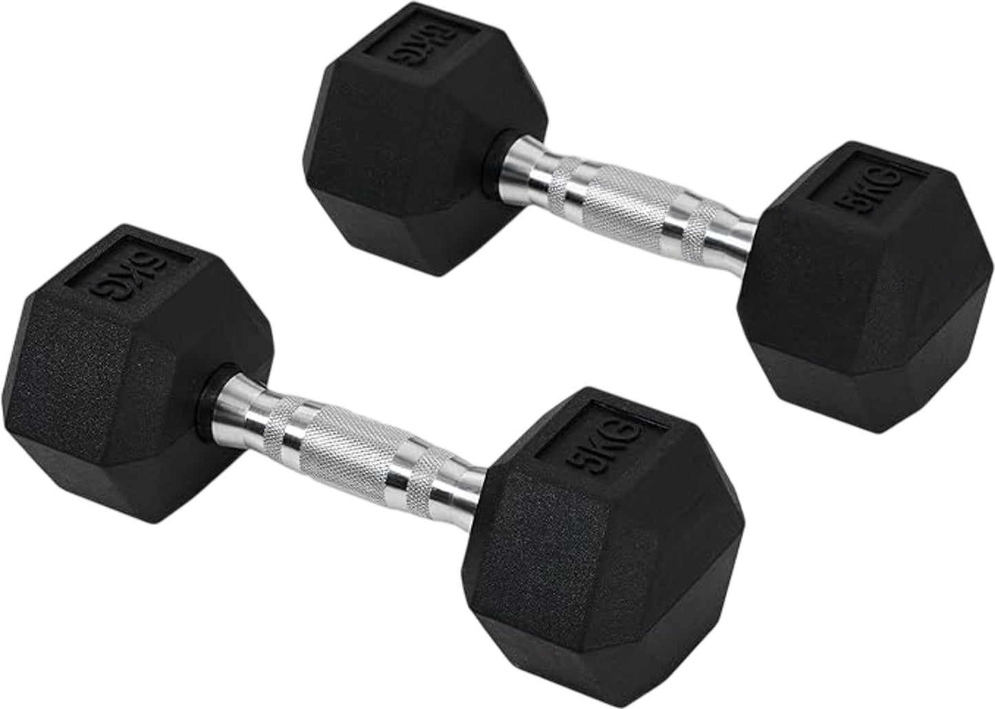 POLY HEX Dumbbell Set 5kg x2 New Free Weights Fitness Equipment Strength