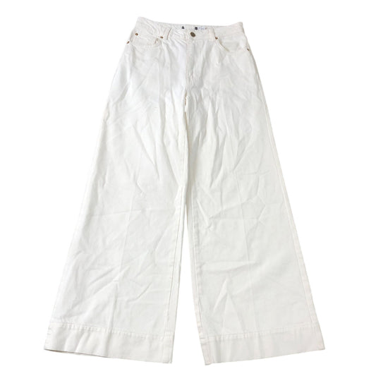 Wide Leg Trousers Women's White Cotton Casual Summer Style Size 10 Regular