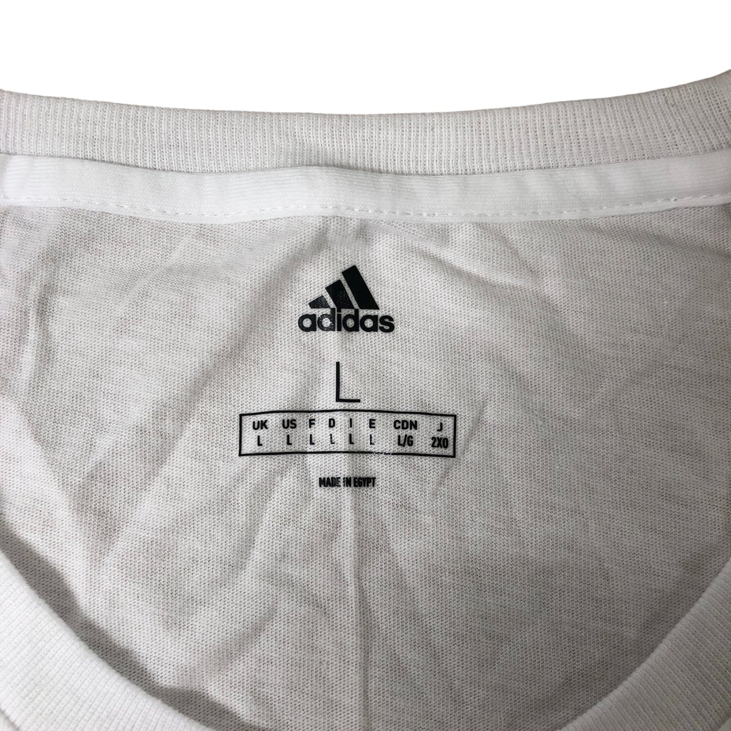 Adidas T-Shirt L Men's White Cotton Short Sleeve Logo Gym Sports