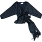 River Island Black Floral Kimono Wrap Top With Tassels Size 10