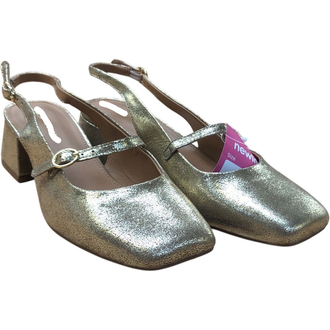 Gold Glitter Slingback Heels UK Size 6 Women's Formal Shoes