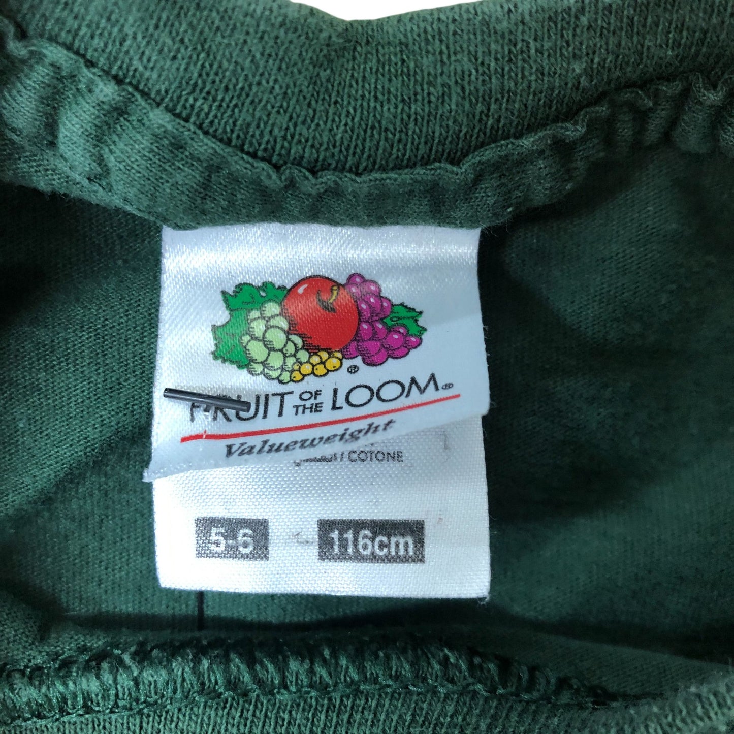 Fruit Of The Loom Green T-Shirt 5-6 Years Kids Casual Cotton Top