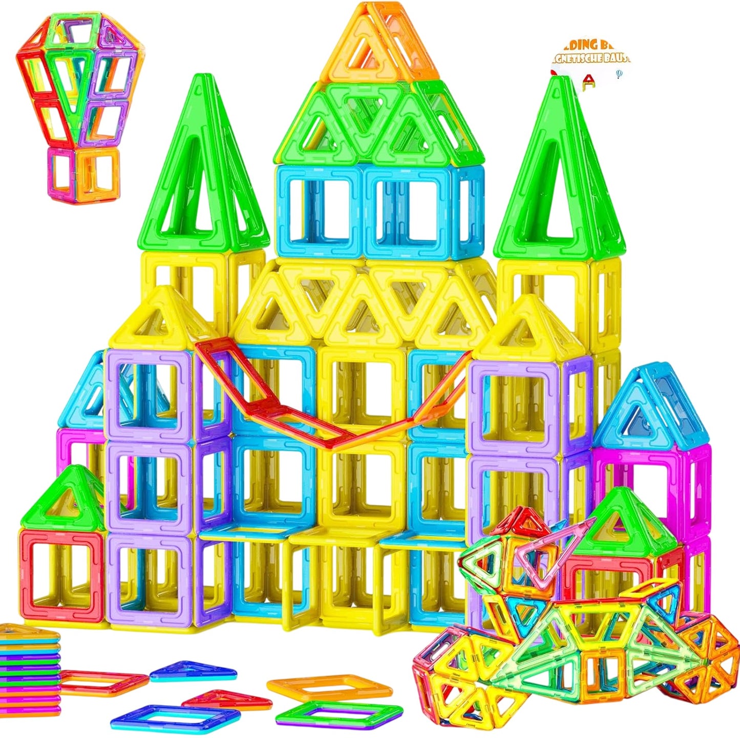 kejector 60PCS Magnetic Building Blocks, Magnetic Blocks Construction Set