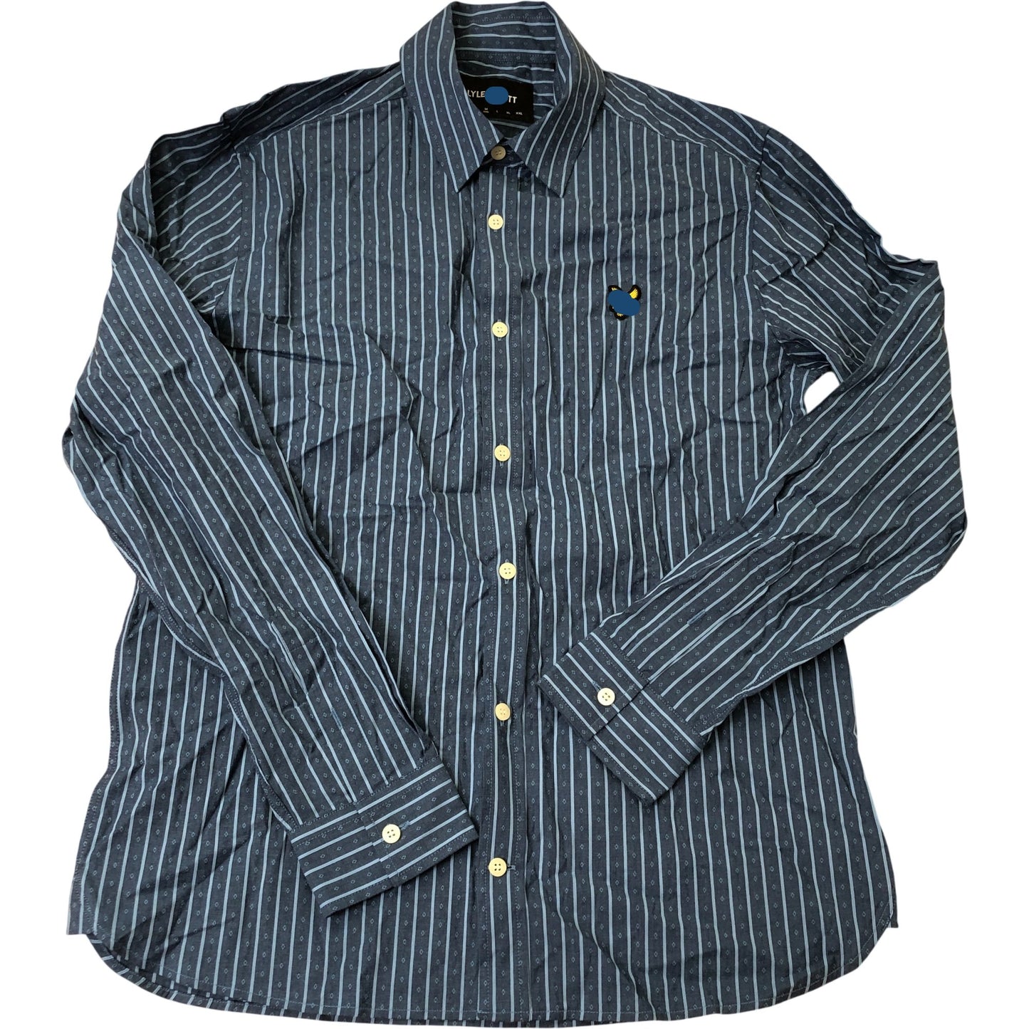 Navy Striped Casual Shirt Size Medium Men's Cotton Design