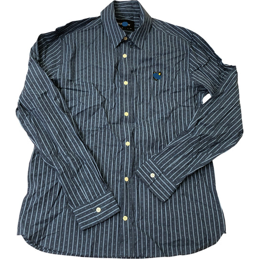 Navy Striped Casual Shirt Size Medium Men's Cotton Design