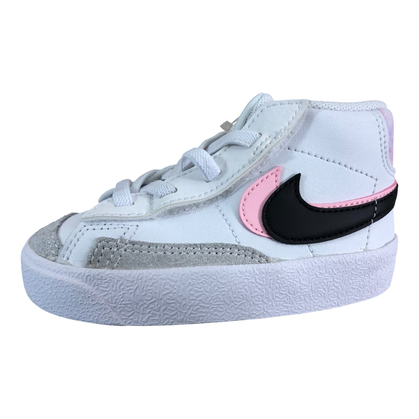 Nike DD1849 101 Blazer Mid 5.5C Kids White Pink Black High Top Trainers
