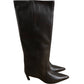 Piper Knee High Boots Women's Brown Leather Zip Pointed Toe Heels