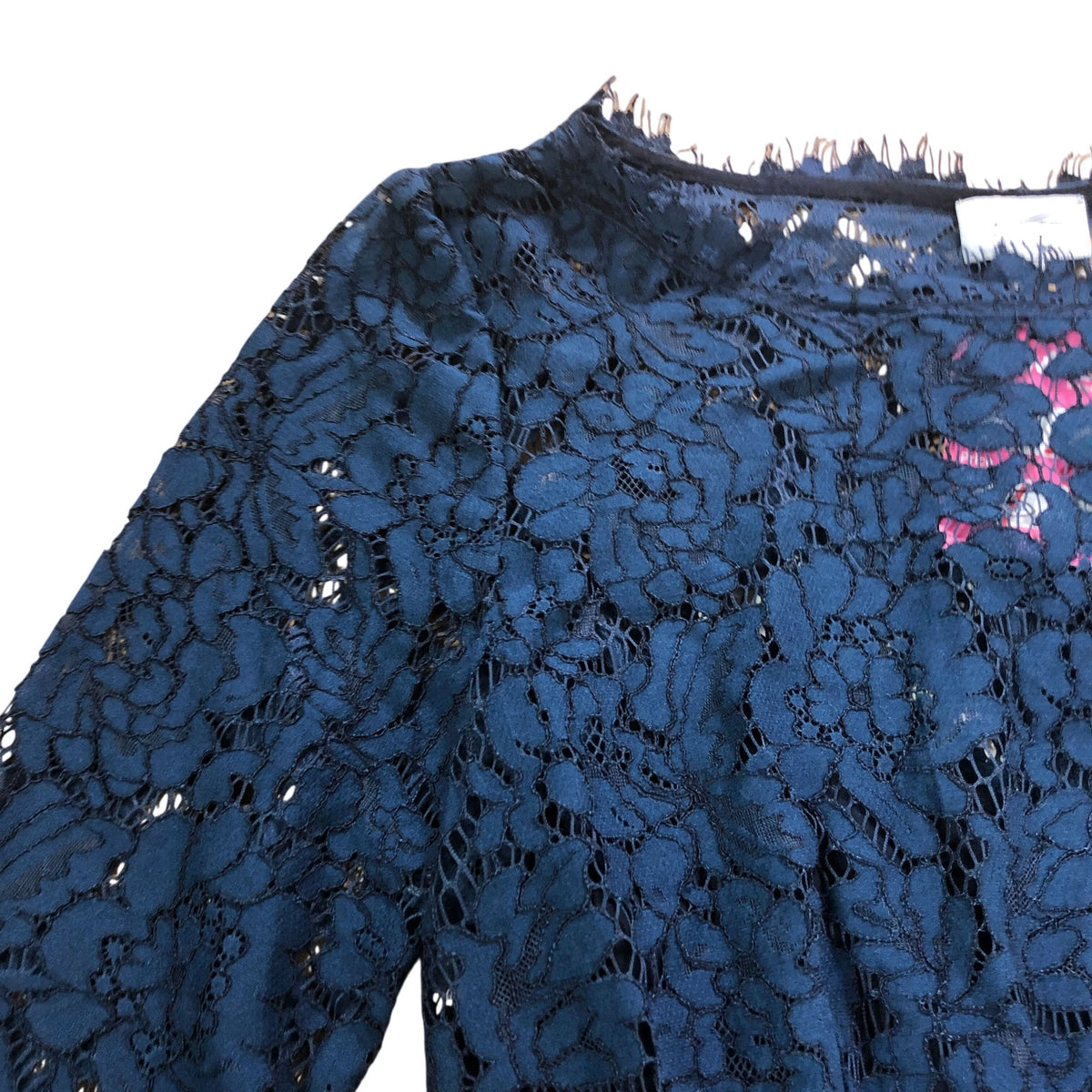Lace Dress UK8 Women's Navy Floral Design Long Sleeve
