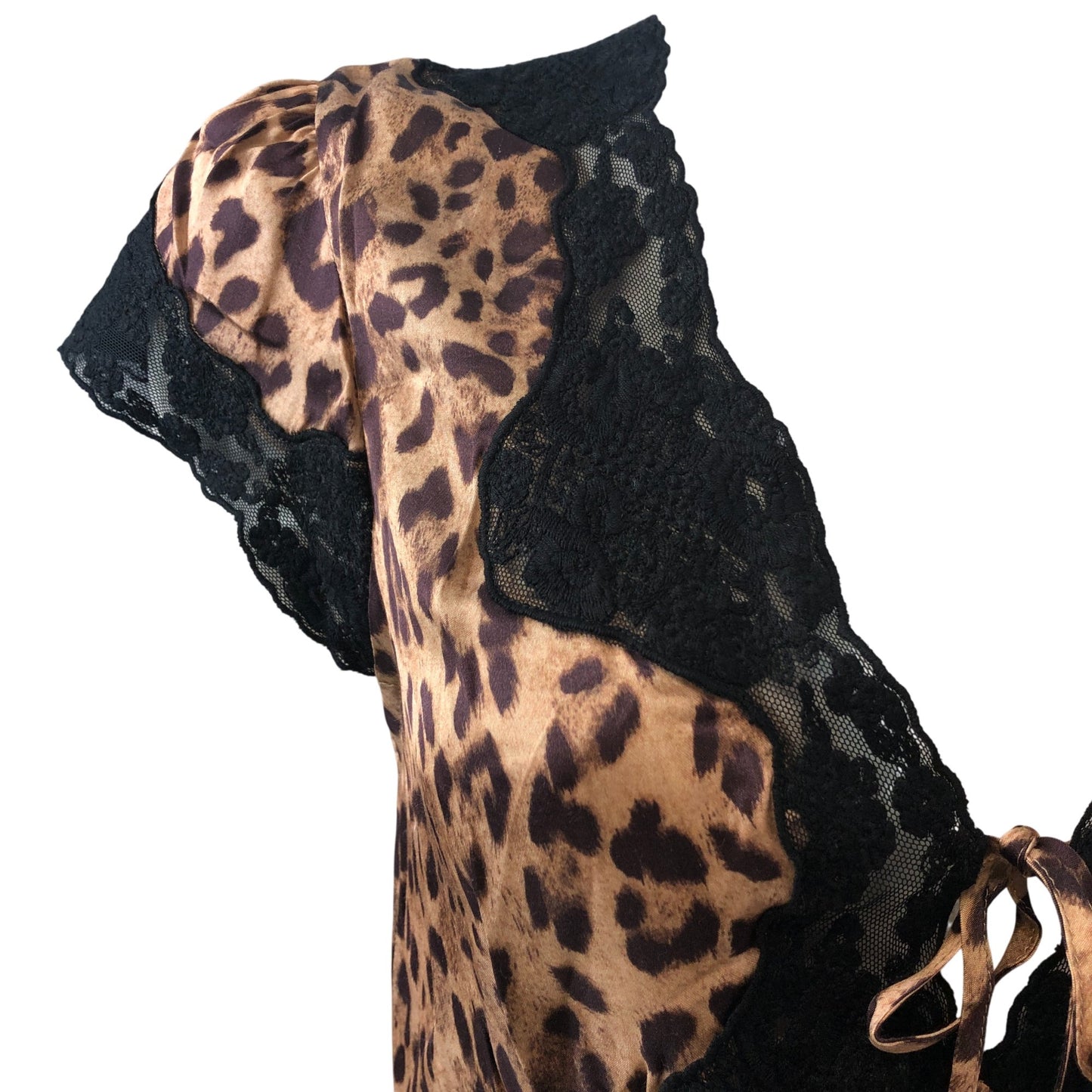 RIXO Leopard Print Maxi Dress UK12 Women's Casual Sleeveless Lace Detail