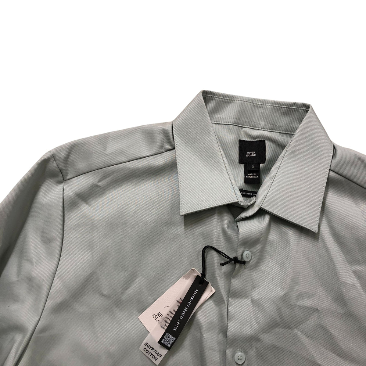 River Island Slim Fit Shirt Size S Men's Light Green Egyptian Cotton Easy Iron