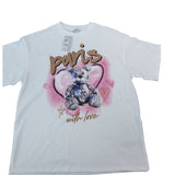 River Island White T-Shirt Kids 9-10 Years Paris Design Teddy Bear Print