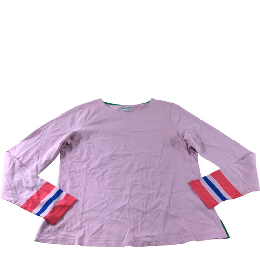 Boden Pink Long Sleeve Stripe Contrasting Cuff Top - Size 14