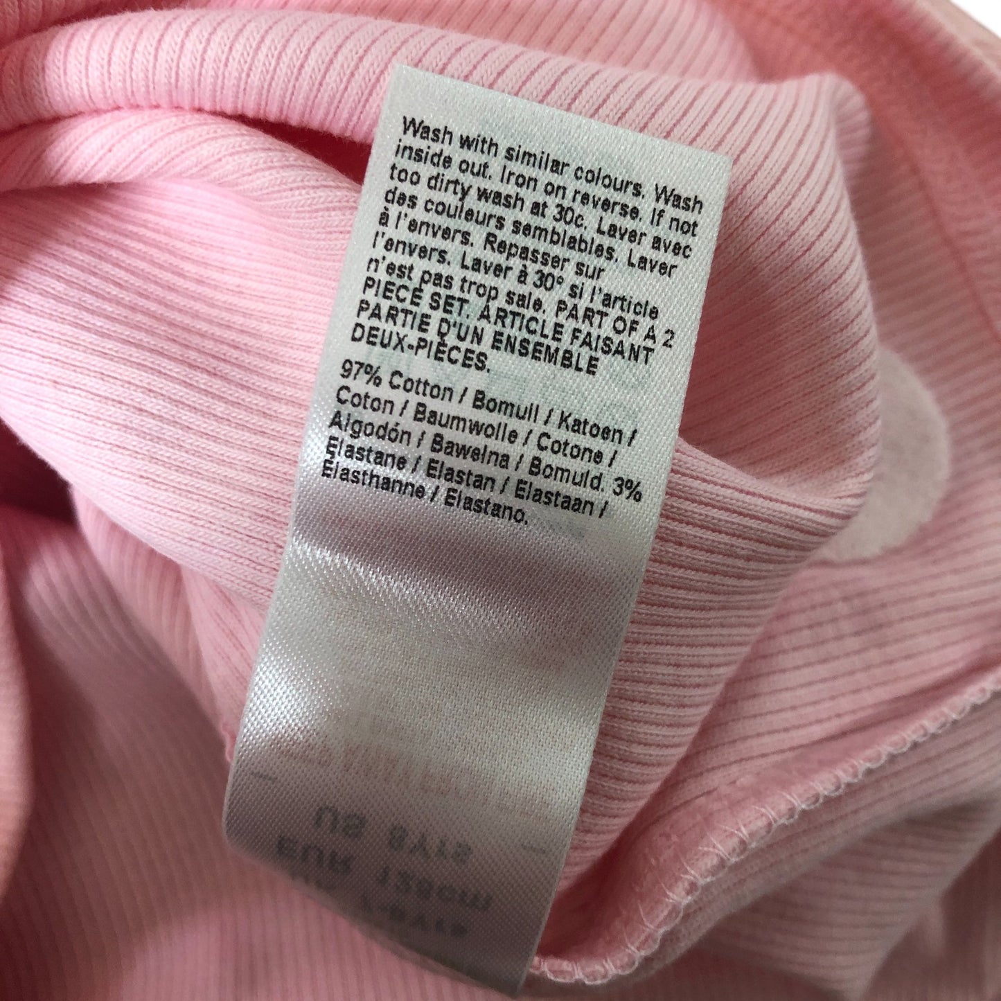 River Island Off The Shoulder Long Sleeve Top 7-8 Years Girls Pink Ribbed