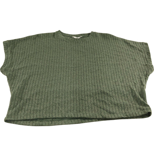 River Island Green Ribbed Knit Top UK L Women's Casual Short Sleeve