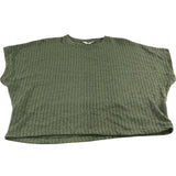 River Island Green Ribbed Knit Top UK L Women's Casual Short Sleeve