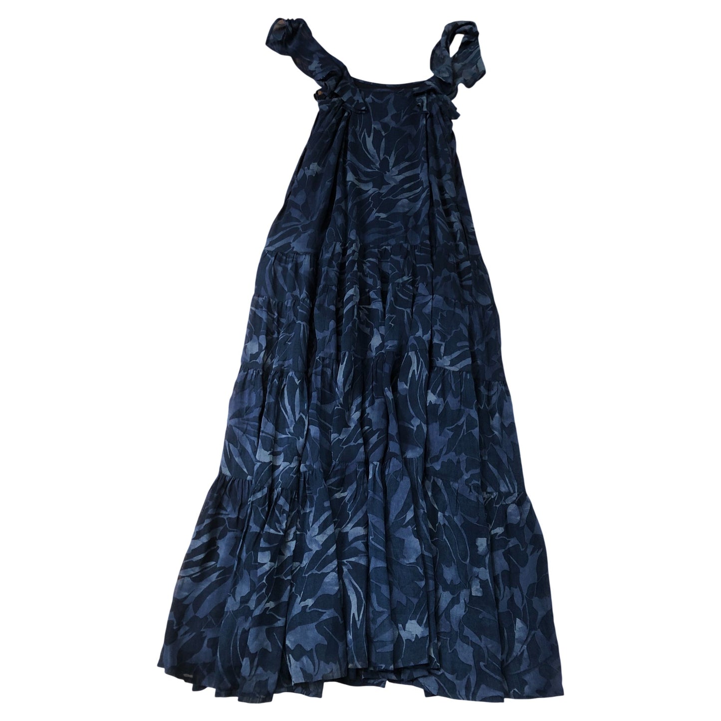 Flowy Sundress Women's Dark Blue Floral Design Tiered Style Size 8